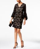 Msk V-neck Lace Bell-sleeve Dress