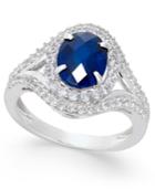 Lab-created Blue Sapphire (2 Ct. T.w.) And White Sapphire (3/4 Ct. T.w.) In Sterling Silver