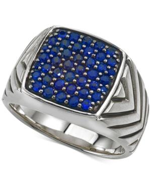Esquire Men's Jewelry Sapphire Cluster Ring (1/2 Ct. T.w.) In Sterling Silver, Created For Macy's