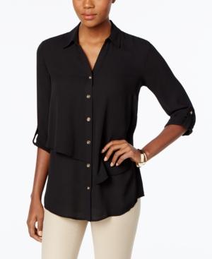 Jm Collection Tiered Roll-tab Blouse, Only At Macy's