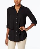 Jm Collection Tiered Roll-tab Blouse, Only At Macy's