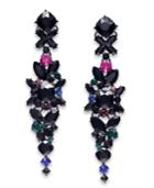 I.n.c. Hematite-tone Floral Crystal Linear Earrings, Created For Macy's