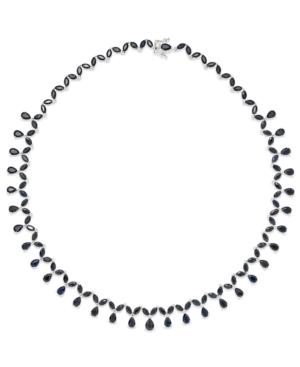 Black Sapphire (13 Ct. T.w.) And White Topaz Accent Collar Necklace In Sterling Silver