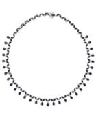 Black Sapphire (13 Ct. T.w.) And White Topaz Accent Collar Necklace In Sterling Silver