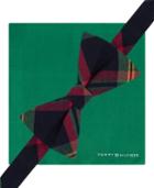 Tommy Hilfiger Jamming Plaid Pre-tied Bow Tie And Solid Pocket Square Set