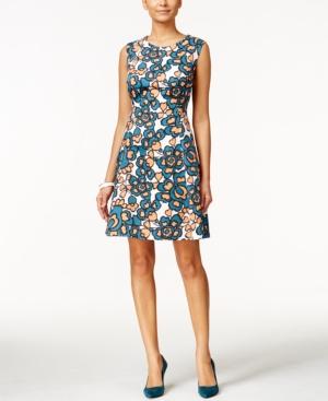 Nine West Sleeveless Printed Fit & Flare Dress