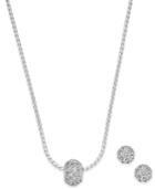 Charter Club Silver-tone Pave Ball Pendant Necklace And Stud Earrings