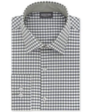 Kenneth Cole Reaction Men's Slim-fit Techni-cole Stretch Performance Gingham Dress Shirt