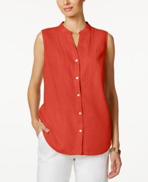 Charter Club Petite Embroidered Blouse, Created For Macy's
