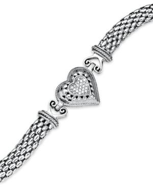 Diamond Mesh Heart Bracelet In Sterling Silver (1/6 Ct. T.w.)