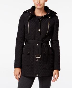 Calvin Klein Hooded Belted Quilted Coat