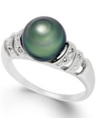 Tahitian Pearl And Diamond Accent Ring In Sterling Silver (9mm)
