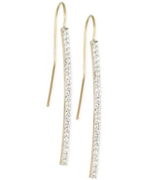 Cubic Zirconia Linear Drop Earrings In 10k Gold