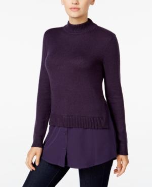Style & Co. Mock-neck Two-fer Sweater Only At Macy's