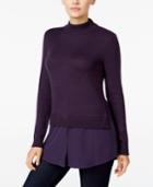 Style & Co. Mock-neck Two-fer Sweater Only At Macy's