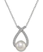 Giani Bernini Freshwater Pearl (8mm) & Cubic Zirconia Pendant Necklace In Sterling Silver, Only At Macy's