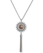 Lucky Brand Silver-tone Stone & Chain Tassel Pendant Necklace, 31 + 2 Extender