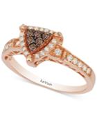 Le Vian Chocolatier Chocolate And Vanilla Diamond Triangle Ring (1/3 Ct. T.w.) In 14k Rose Gold