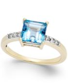 Blue Topaz (1-3/8 Ct. T.w.) And Diamond Accent Ring In 14k Gold