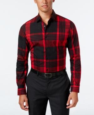 Alfani Men's Slim Fit Blocked Plaid Shirt, Only At Macy's