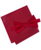 Tommy Hilfiger Men's Solid Bow Tie & Holiday Tree Print Pocket Square Set