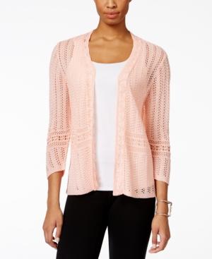 Ny Collection Pointelle-knit Cardigan, Only At Macy's