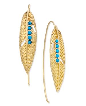 Danielle Nicole Gold-tone Turquoise-look Feather Earrings