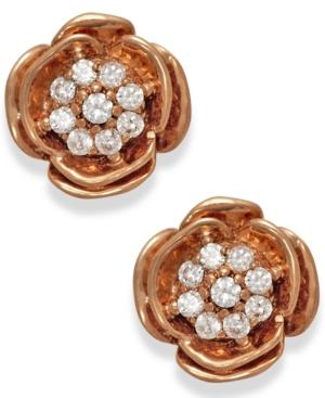 Diamond Accent Rose Stud Earrings In 10k Rose Gold