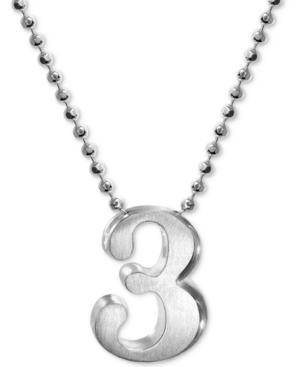 Alex Woo Number 3 Pendant Necklace In Sterling Silver