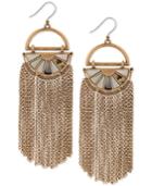 Lucky Brand Gold-tone Abalone-look Fringe Drop Earrings