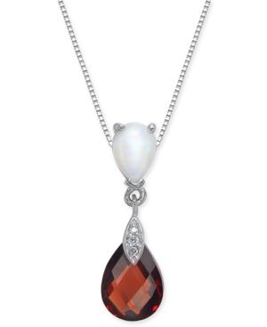 Multi-gemstone (3 Ct. T.w.) & Diamond Accent 18 Pendant Necklace In 14k White Gold