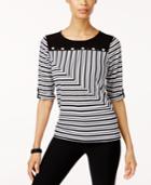 Alfred Dunner Saratoga Springs Spliced Striped Top