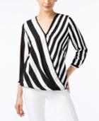 Alfani Striped Surplice Top, Only At Macy's