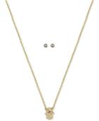 Kitsch Gold-tone Crystal Hamsa Hand Pendant Necklace & Stud Earrings