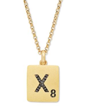 Scrabble 14k Gold Over Sterling Silver Black Diamond Accent X Initial Pendant Necklace