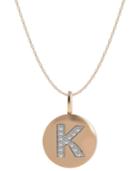 14k Rose Gold Necklace, Diamond Accent Letter K Disk Pendant