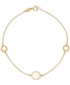 Mother-of-pearl Station Link Bracelet In 14k Gold