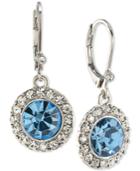 Carolee Silver-tone Blue & Clear Crystal Drop Earrings