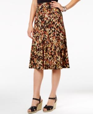 Ny Collection Petite Printed A-line Skirt