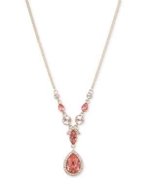 Givenchy Gold-tone Peach Crystal And Pave Pendant Necklace