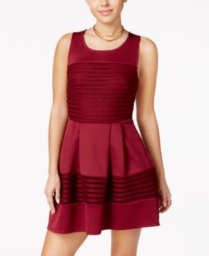 Trixxi Juniors' Eyelet-stripe Fit & Flare Dress