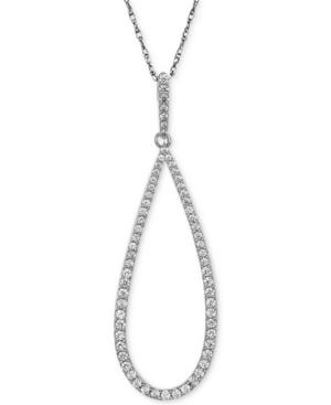 Arabella Swarovski Zirconia Loop Pendant Necklace In Sterling Silver
