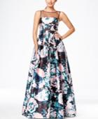 Adrianna Papell Floral-print Illusion Gown
