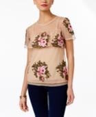Inc International Concepts Embroidered Ruffled Top, Only At Macy's