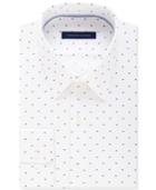 Tommy Hilfiger Nadal Collection Men's Fitted Flex Collar Royal Blue Print Performance Dress Shirt