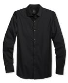 Armani Exchange Men's Black Texture-stripe Shirt