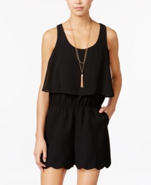 Bcx Juniors' Popover Scallop Romper With Necklaces
