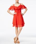 Shift Juniors' Cold-shoulder Ruffle Dress, Created For Macy's