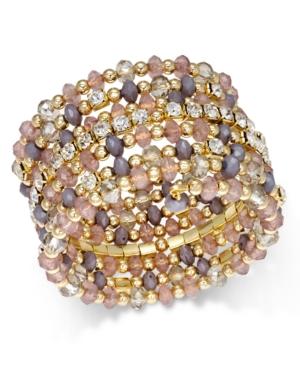 Inc International Concepts Gold-tone Bead And Crystal Coil Bracelet, Only At Macy's