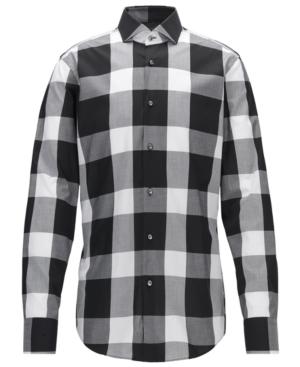 Boss Men's Slim-fit Buffalo Checked Cotton Dress Shirt
